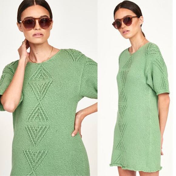 NWT Mirth Osaka Short Dress Clover Sleeve Sweaty Mini Dress Green Size: Small - Picture 1 of 8